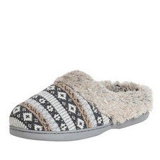 Fair Isle Cozy Mountain Memory Foam Size 5-6 Women's Clog Slippers in Taupe New 