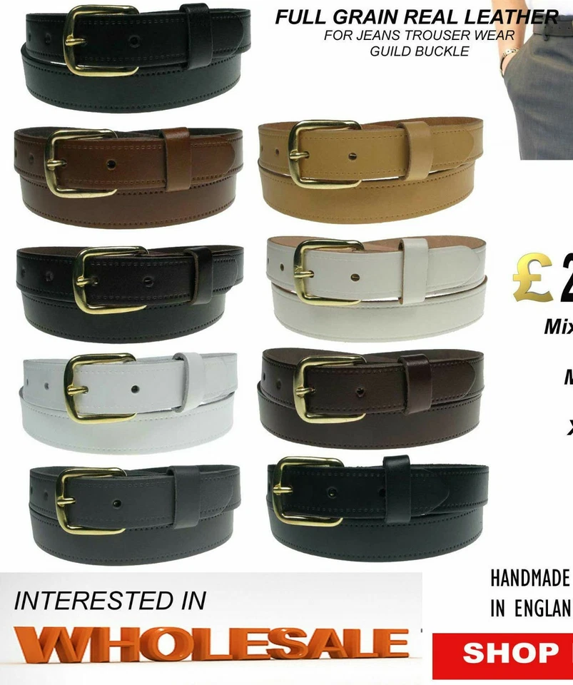 Wholesale Job Lot Mens Womens Jeans Trouser Real Leather Belts Made In England