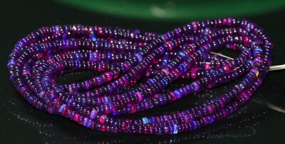 Äthiopischer Lila Opal Rondell Perlen 3-4 mm Glatt AAA Natürlicher Edelstein ...