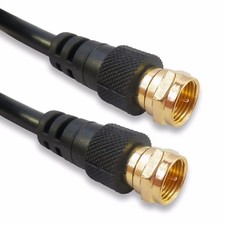 Short 1M F-Plug Satellite Cable F Type Coaxial Screened Lead 3.28ft Gold 1 Metre