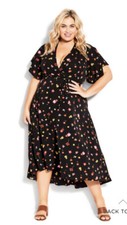 Image of Black Floral EVANS Vivian Wrap Maxi Dress BNWT Plus Size 30 32 Holiday Races