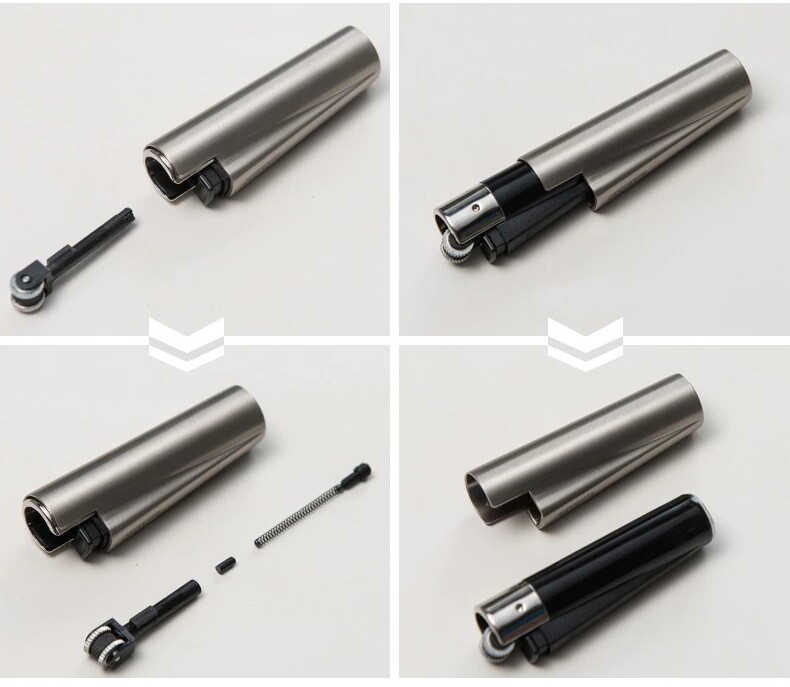 1 x Mini Size Refillable (ICY) Metal Clipper Lighter