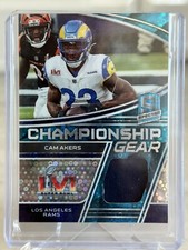 2022 Panini Spectra Cam Akers Championship Gear Blue Neon Prizm /60 Mem Relic