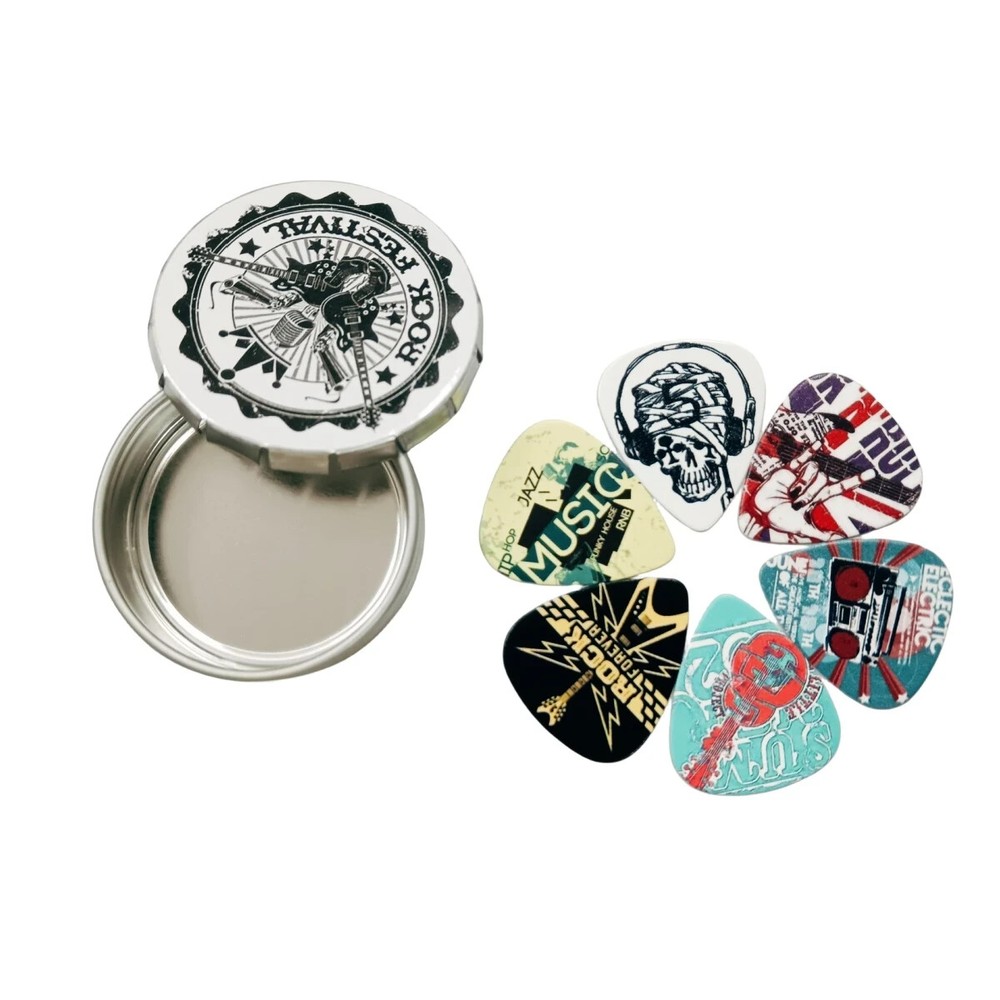 6-Pack 0.71mm Celluloid Guitar Picks for Acoustic Electric Bass Plectrum with Gift Box