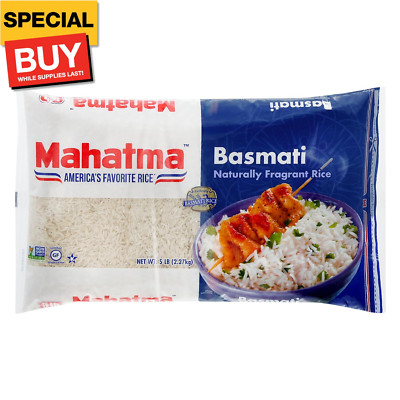 Indian Basmati Rice, 5lb Bag of Rice, Fluffy, Floral, and Nutty-Flavored Rice, S