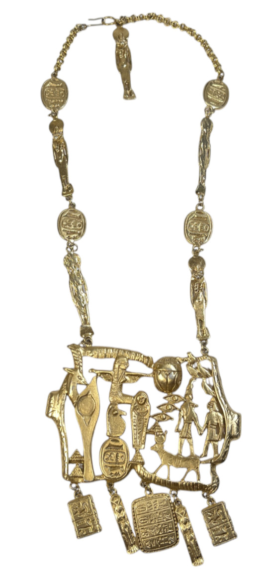 Vtg Kenneth Jay Lane gold tone Egyptian revival S… - image 1