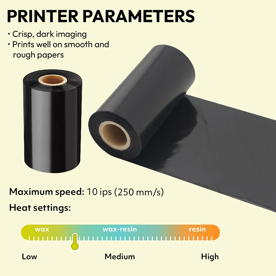 High Quality Thermal Transfer Ribbon 4 Inch X 984 Feet Black 6 Pack - Image 3 of 4