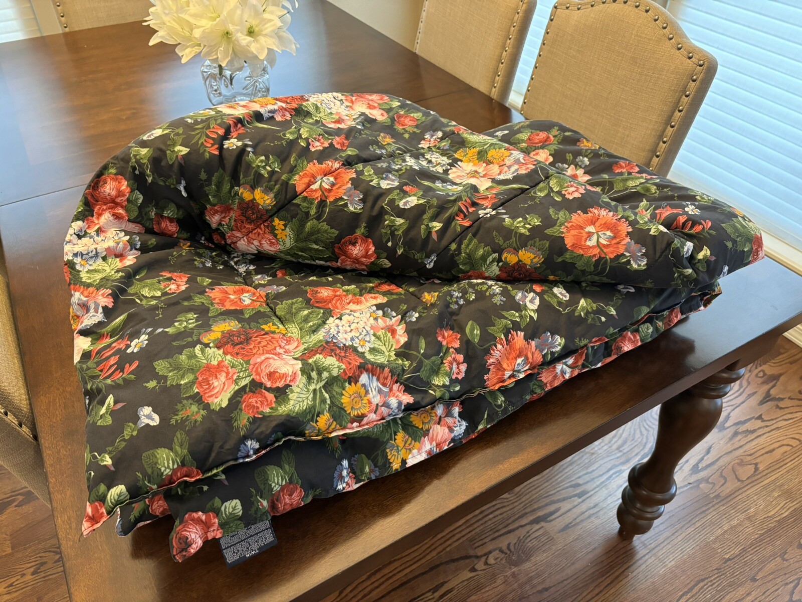 Vintage Rare Ralph Lauren Isadora Cossette Black Floral Comforter TWIN