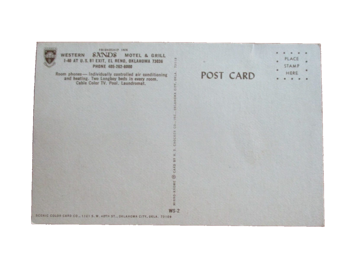 Western Sands Motel El Reno, Oklahoma Unposted Postcard 2 Views Crisp  Corners