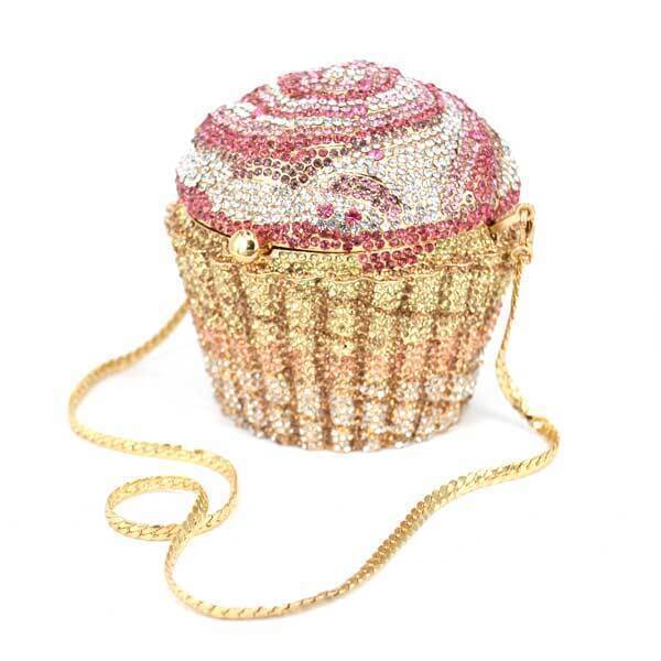 Evening Bag Cupcake Diamond Clutch Women Wedding Bride Cake Handbags