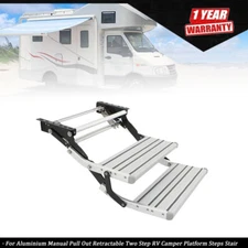 Aluminium Manual Pull Out Retractable Two Step RV Camper Platform Steps Stair
