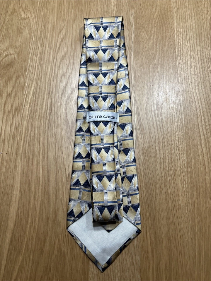 Мужской шелковый галстук Pierre Cardin, желтый/синий/серебристый - Изображение 2 из 2