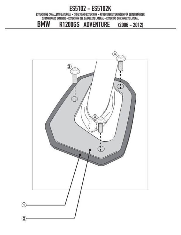 Extension de pied latéral Kappa béquille moto BMW R 1200GS Adventure 06-13