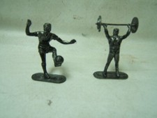 Metallions Metal Cast Athletes Weight Lifter and Soccer Player Lot of 2 Hubley
