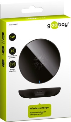 Goobay Kabelloses Ladegerät 5 W, Schwarz, 1 m - für Smartphones u. Geräte mit Qi