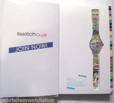 WHITE LOOP! Swatch Colorful NEW GENTS 2014 Club SPECIAL PATTERN BOOK Pack-NIP!