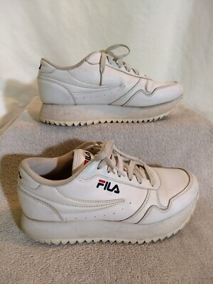 FILA Womens Orbit White Leather Platfom Sneakers, Size: 9  #MT32+13