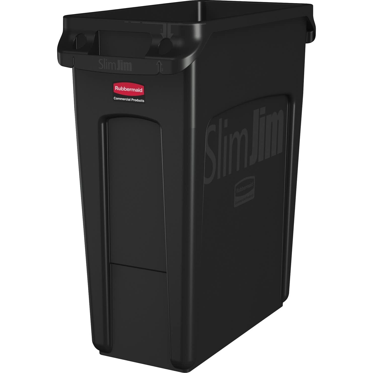 Slim Jim Rectangular Trash Can, 16 Gallon, Black