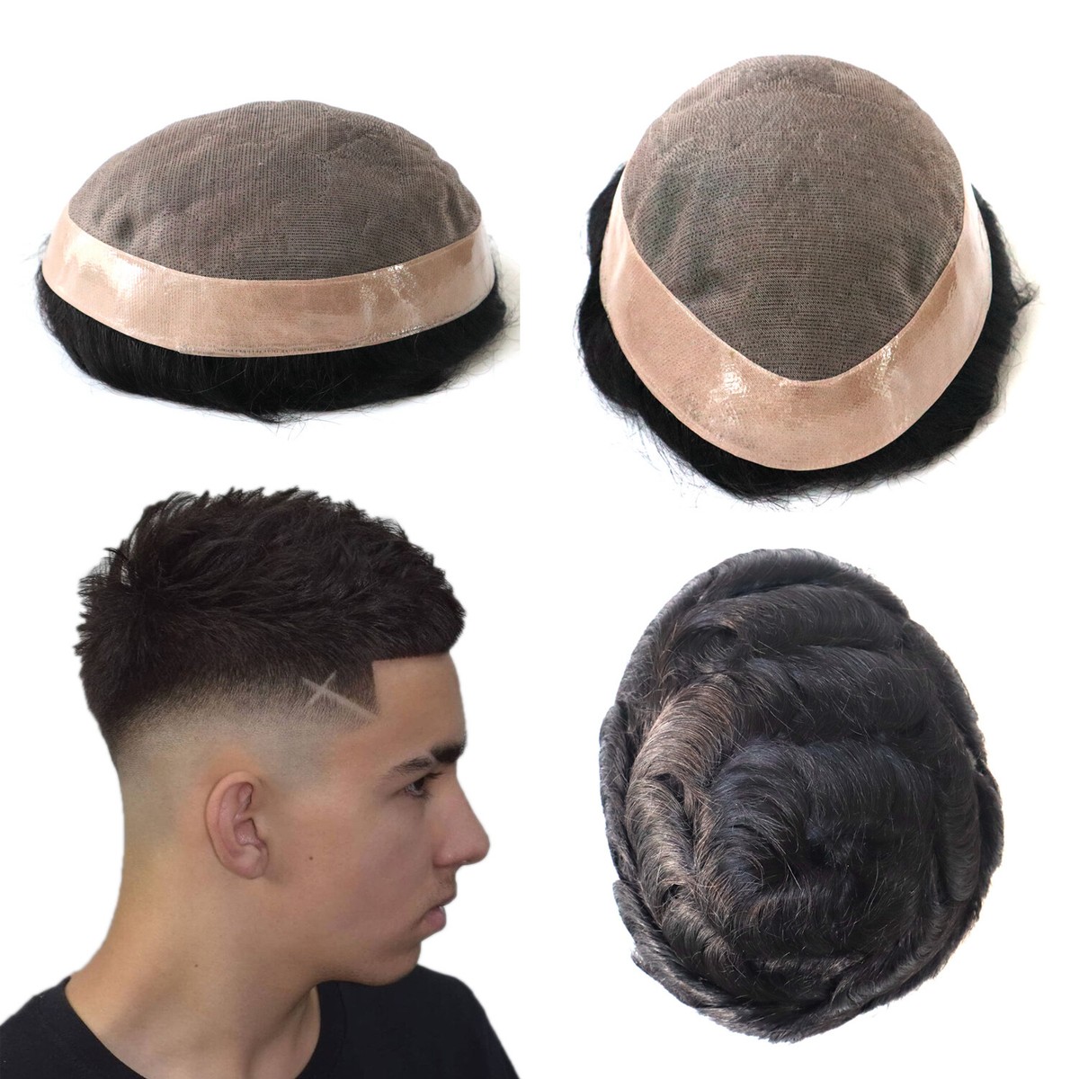 Mens Toupee Human Hair French Lace Center Poly Mens Toupee Human Hair French Lace Center Poly