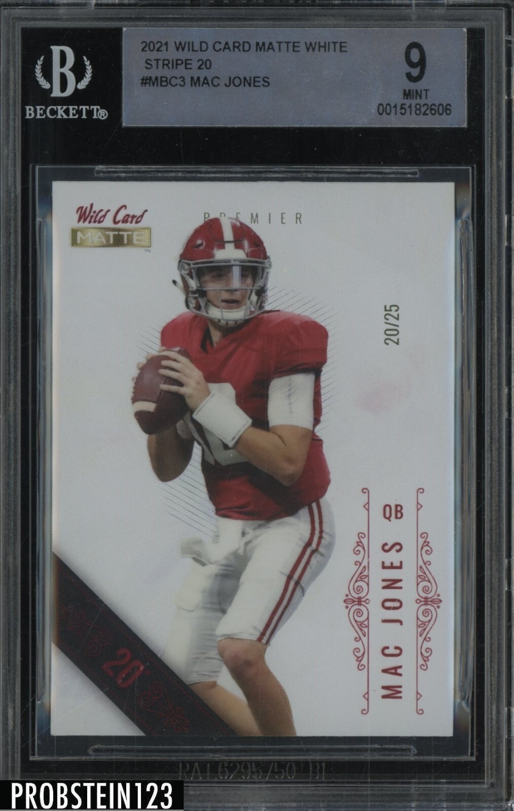 Mac Jones Wild Card Matte White #MBC3 5 Stripe