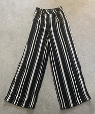 Pinstripe black white and yellow long womens trousers pretty little thing size 6