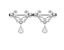 Stainless Steel Nipple Piercing Heart Sparkling 2 piece set 316L Stainless Steel