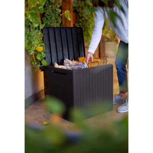 Caja de Almacenaje City Antracita 113 L Plástico Look Madera Baúl Cofre Keter - Imagen 12 de 12