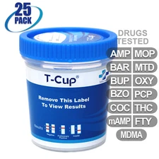 NEW Mintegrity Drug Test 13-Panel T-Cup Urine Home Kit 25-Pack #MI-TDOA-6135F