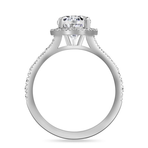 1.4 ct Lab Grown Pear Cut Halo Split Shank Diamond Engagement Ring VVS2 D Pave - Picture 9 of 9