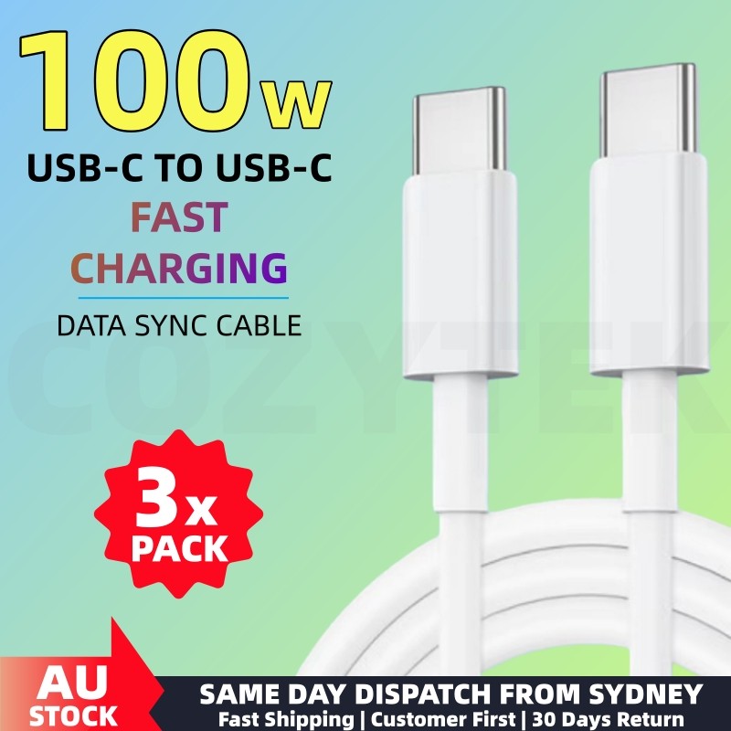 3X Type C USB-C Fast Charge Cable 100W Charging Data Cord For iPhone Samsung AU