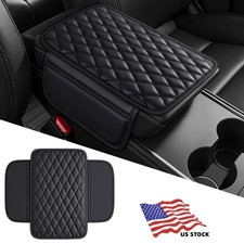 Car Center Console Cover Pu Leather Armrest Cushion Non-slip With Storage Pocket