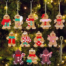Gingerbread Man Ornaments 12pcs Assorted Styles
