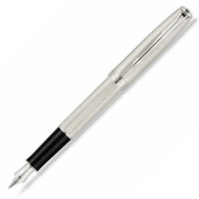 Parker Sonnet Premium Silver Lustre 18K Füllfederhalter - 18K Goldfeder - Frankreich