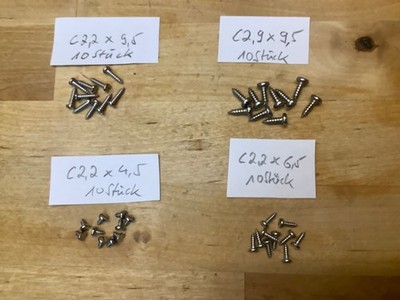 Märklin Sprint Schrauben je 10 Stück: c2,2x4,5 6,5 und 9,5 sowie c2,9x9,5