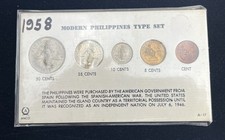 Philippines 1, 5, 10, 25, 50 Centavos 1958 Mint Set UNC Actual Coins
