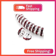 200pcs Adabele AAA Rhinestone Silver Rondelle Beads, 10mm, Siam Red