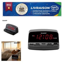 Sharp Digital Alarm Clock Red LED Display Snooze Battery Backup