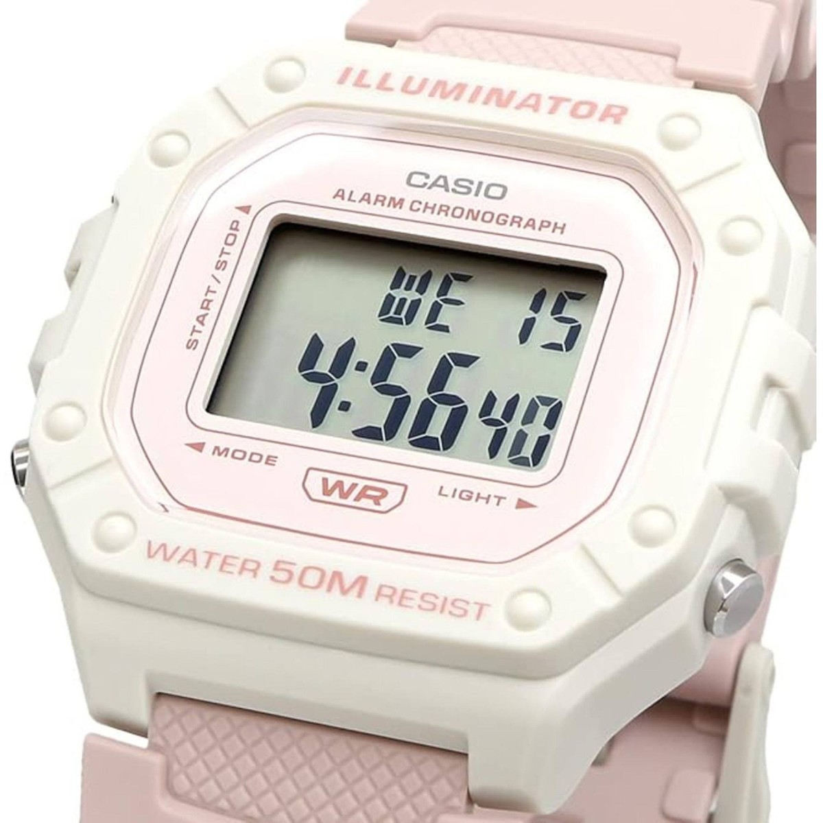 Casio Unisex Watch Quartz Alarm Digital Dial Pink Resin Strap W