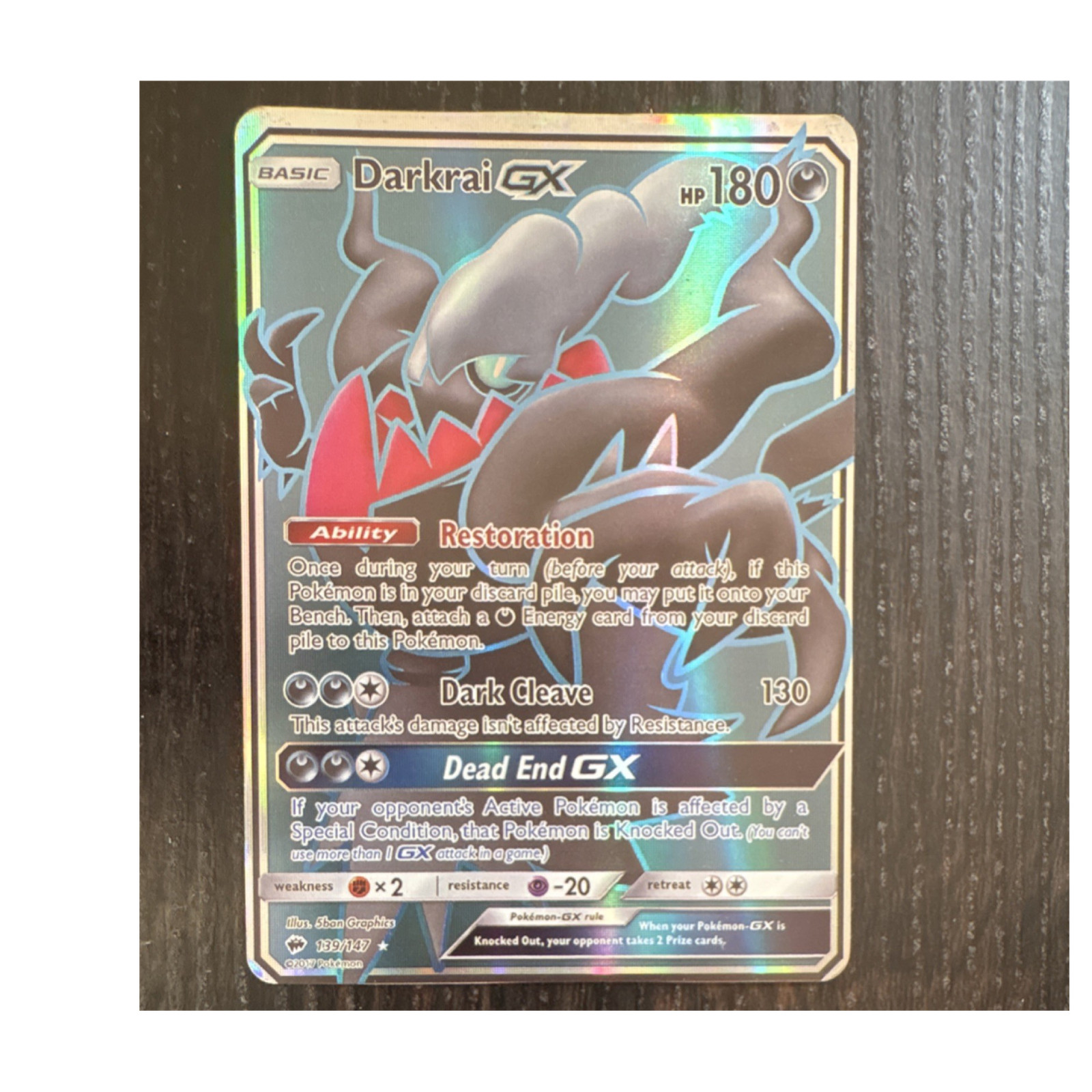 The Pokémon Company Darkrai GX 139/147 Burning Shadows Full Art Holo UR 180HP