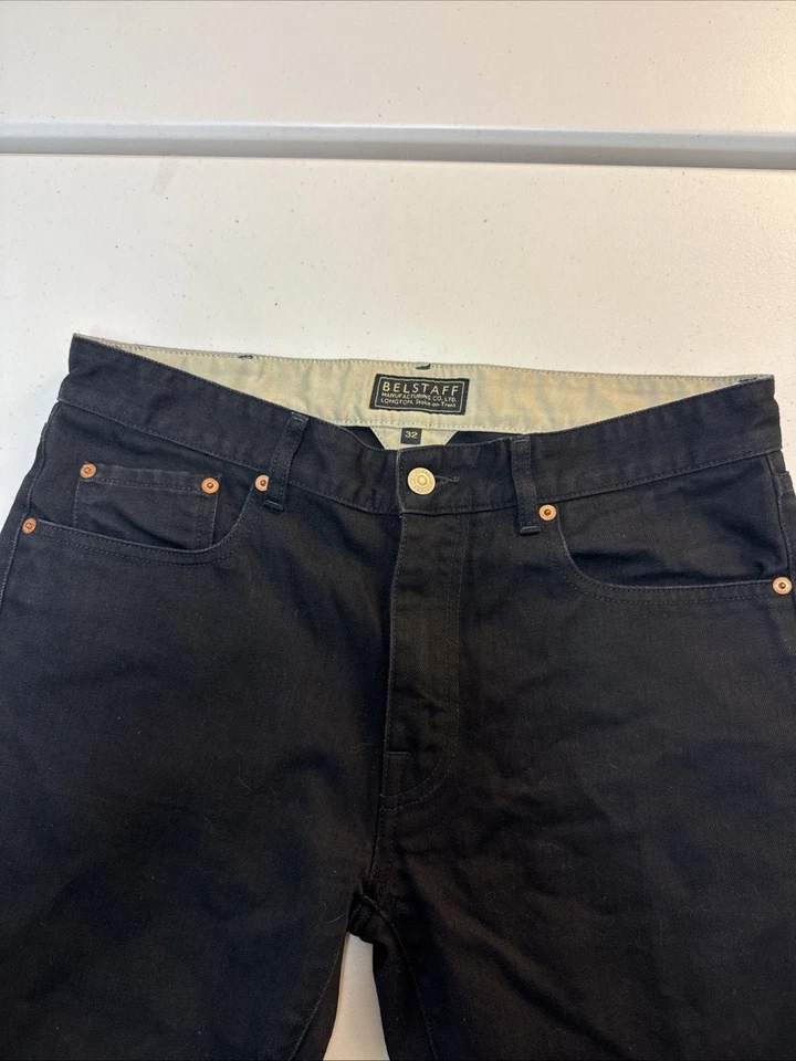 Jeans masculino Belstaff W32 L30 preto fino reto Longton denim algodão não elástico - Imagem 3 de 4