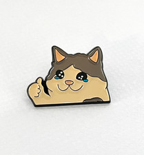 Crying Thumbs Up Cat Meme Enamel Pin   Funny Cute Sad Kitty Lapel Badge