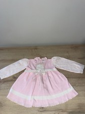 Vintage Friemanit Pink Knit Baby Dress 24M Bear Motif