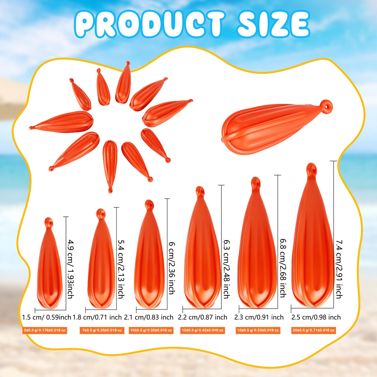 18 Pcs Fishing Practice Plugs Orange Casting Training Weight Soft PVC Bait Ca... - Image 2