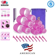 Self grip hair roller set,18 pcs,Hair rollers with hair roller clips and comb...