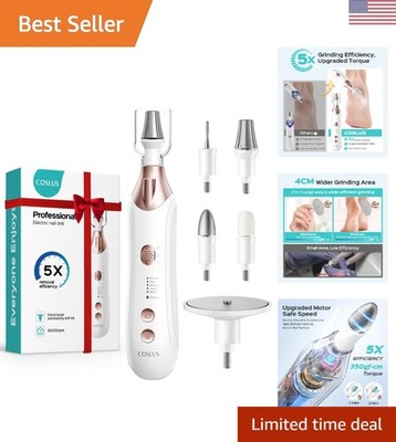 Elegant White Professional Manicure Pedicure Kit with 5 Speed Electric Nail File