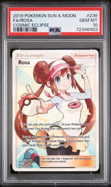 PSA 10 Rosa Full Art 236/236 Cosmic Eclipse Ultra Rare Sun Moon Pokemon 2019