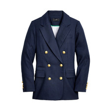 NWT J.Crew Petite Bristol Blazer in Navy Blue Stretch Linen Jacket 10P