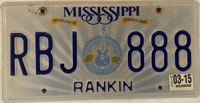 MISSISSIPPI TRIPLE DIGIT 8 888 license plate repeating Rankin MS RBJ 888