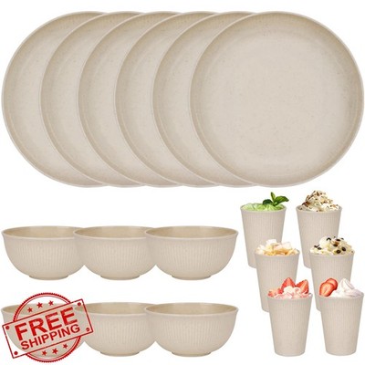CSYY Wheat Straw Dinnerware Set 18PCS Beige