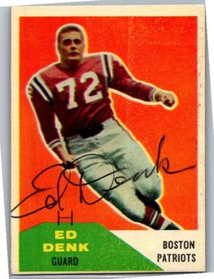 1960 -Ed Denk- Fleer Autograph/Signed/Auto Football Card #125 Patriots